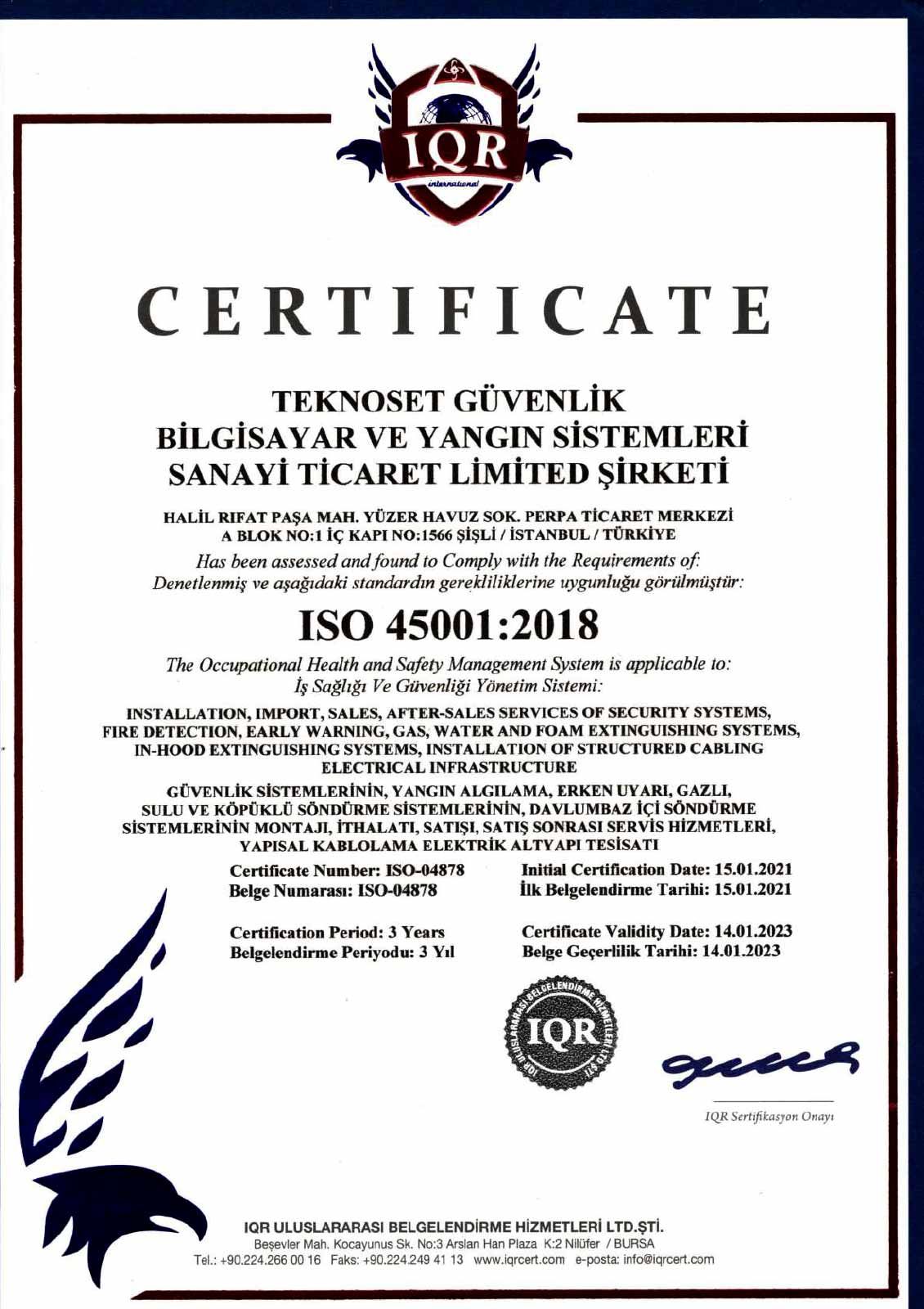 ISO 45001-2018 Belgesi