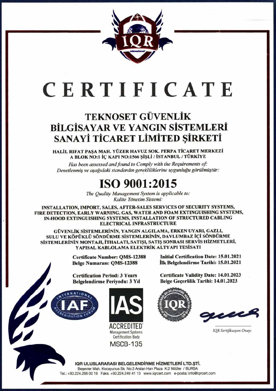 ISO 9001:2015 Belgesi