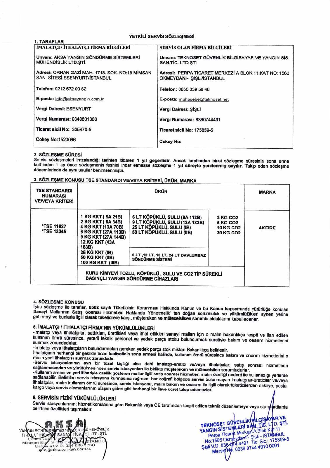 Yeni Servis Sözleşmesi