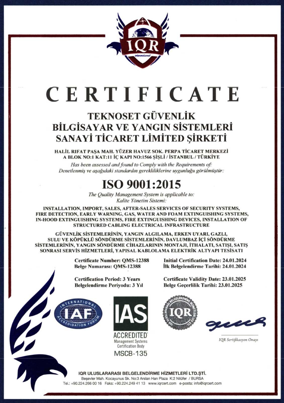ISO 9001:2015 Belgesi